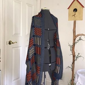 Patterned blue and orange scarf